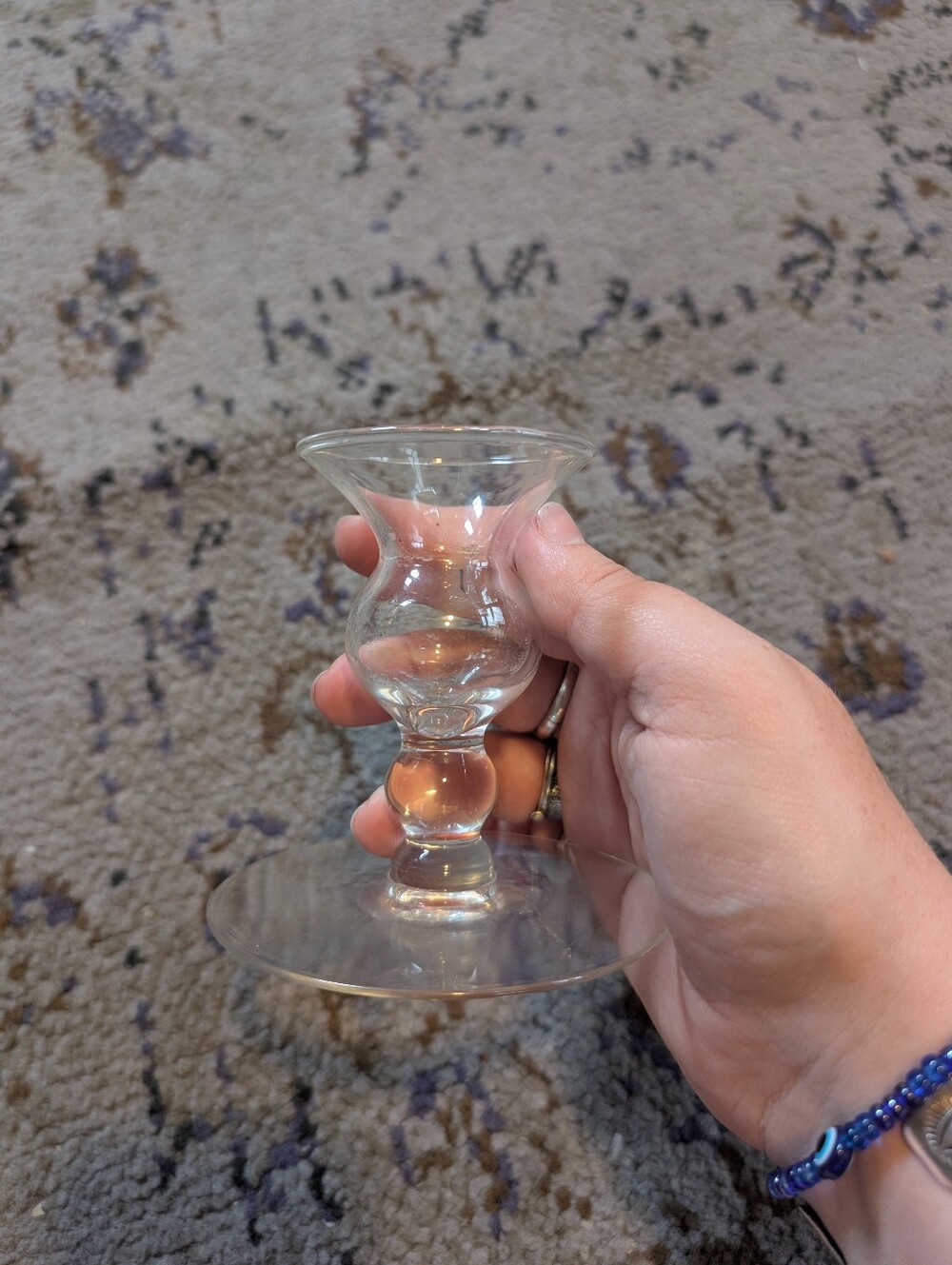 1 pc Princess House Heritage Pattern Candle Stick Clear Glass Taper Candle Hold